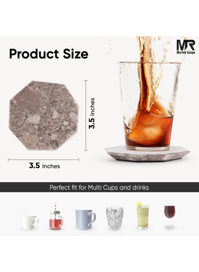 MARBLE RANGE Handmade Oceanic Marble Coasters Set of 6, Drink Coasters with Holder for Dining Table, Coffee Bar Accessories, Home Décor, Perfect for Kitchen, Living Room, or Gift - Image 3